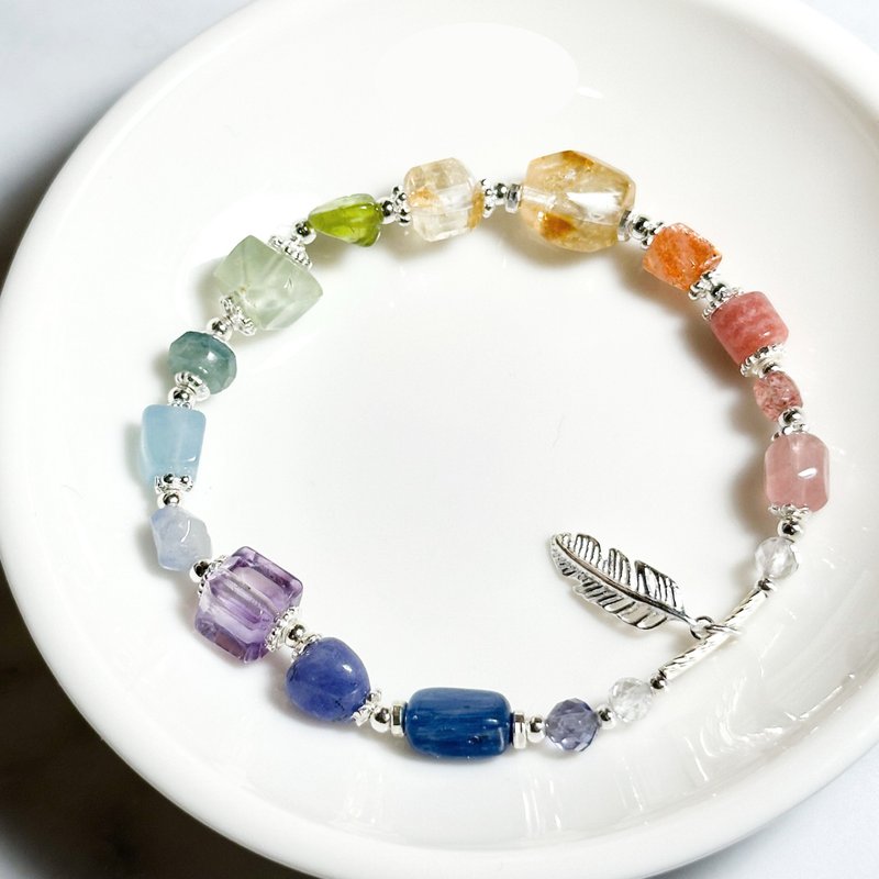 原石の虹 - コレクションライン。天然石デザインブレスレット。全14種類の天然石 - ブレスレット - クリスタル 多色