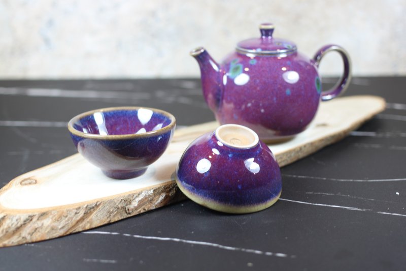 【歡樂中秋】玫瑰鈞釉 圓滿茶具組 一壺兩杯 鶯歌名家葉敏祥作 - 茶壺/茶杯/茶具 - 陶 