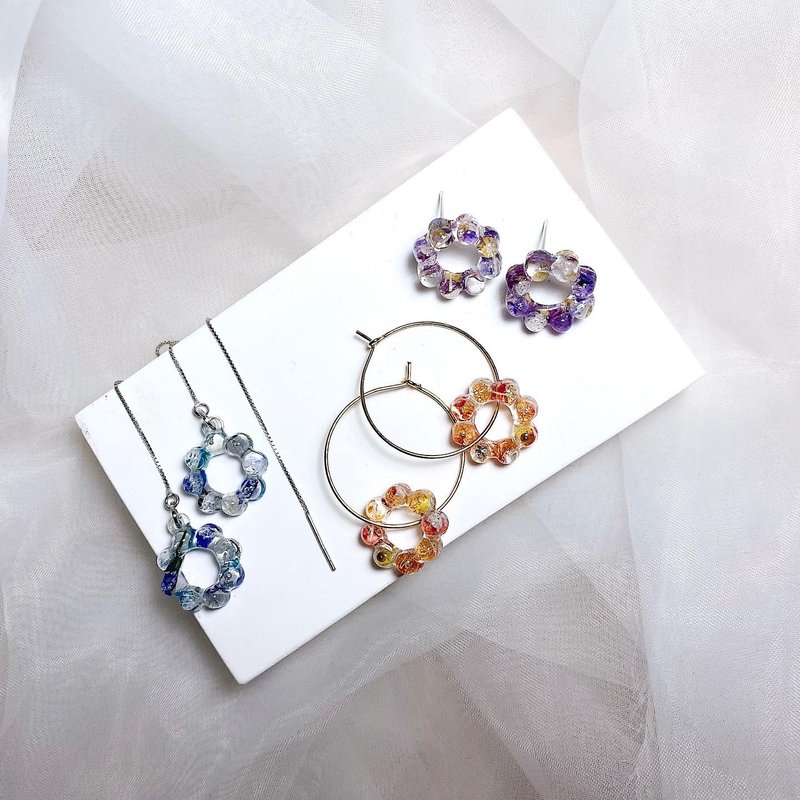 Porti • Pressed flower handmade earrings - ต่างหู - พืช/ดอกไม้ 