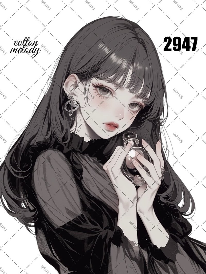 original sticker no.2947 人物ステッカー オリジナルステッカー オリジナル人物ステッカー 装飾ステッカー cotton melody - 貼紙 - 紙 