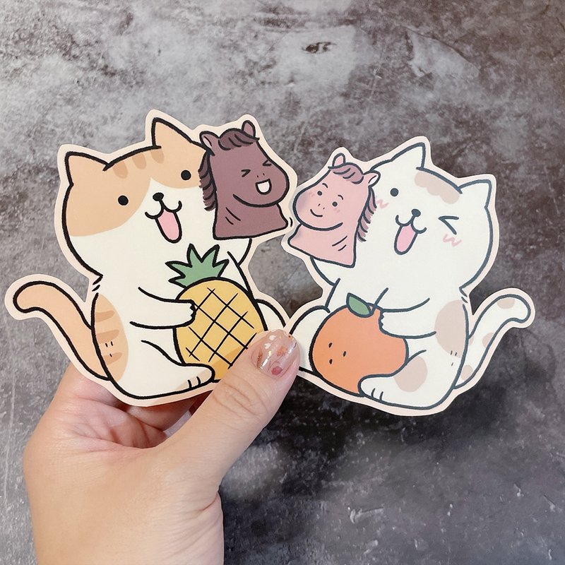 2026馬年限定 / 貓咪玩小馬手偶 防水大貼紙 - 紅包袋/春聯 - 紙 紅色