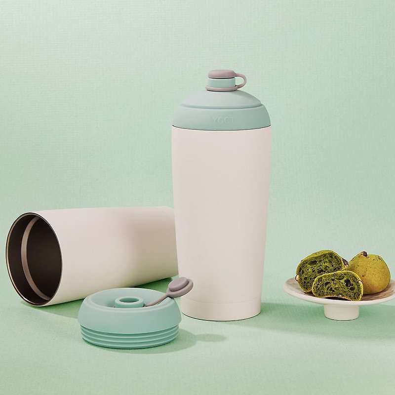 YCCT quick suction cup 2nd generation 550ml - fresh green - environmentally friendly coffee cup that you can drink in one sip / ice and heat preservation - Vacuum Flasks - Stainless Steel Green