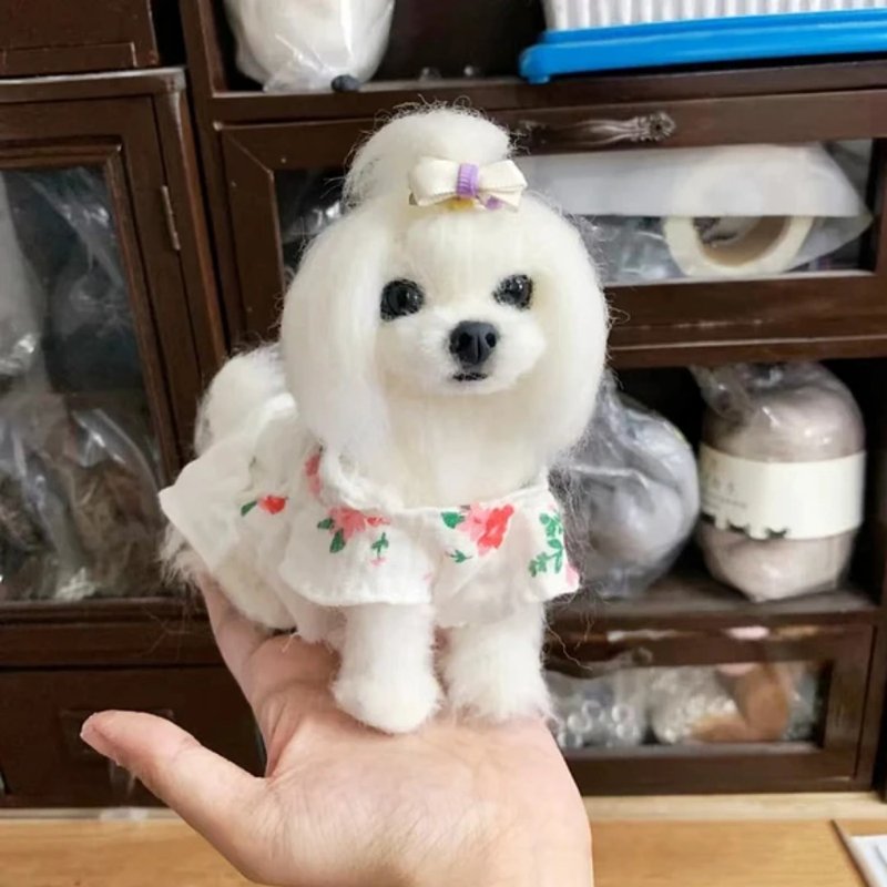 客製化逼真羊毛氈寵物娃娃定製手工複刻狗狗猫咪毛小孩肖像公仔 - 貓/狗玩具 - 羊毛 多色