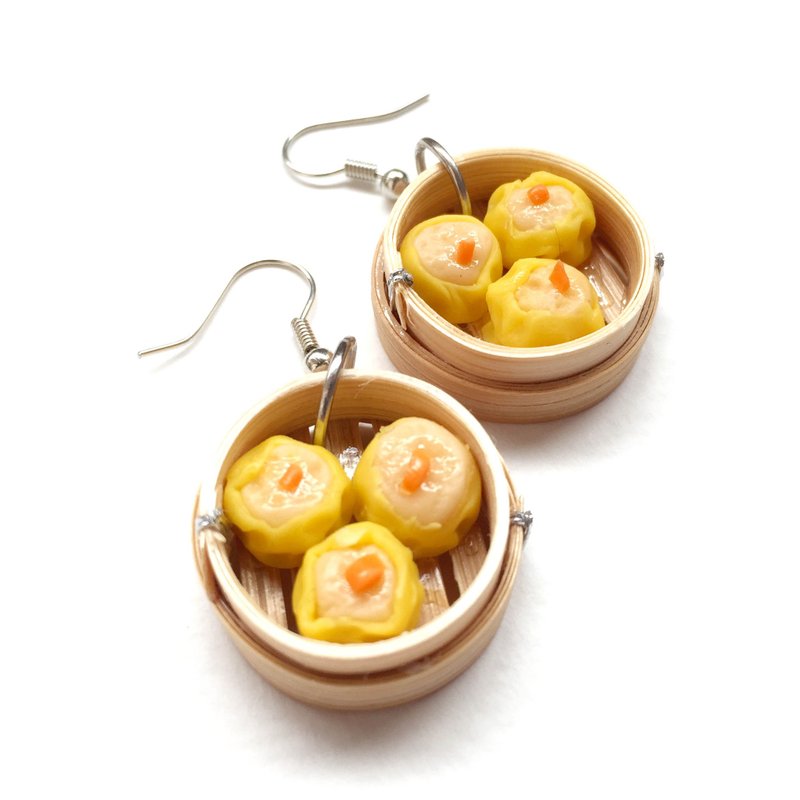 Dimsum 24 earring - 耳環/耳夾/耳骨夾 - 黏土 黃色