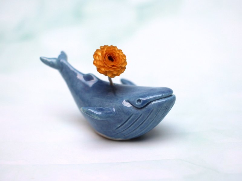 翅鯨　瓷偶　鯨魚　公仔 - 公仔/玩偶 - 瓷 藍色