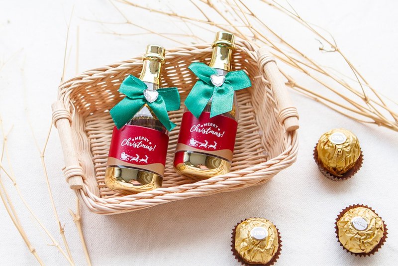 Christmas gift giveaway MerryChristmas champagne candy bottle (2 pieces of Jinsha) exchange gifts - ช็อกโกแลต - อาหารสด สีแดง