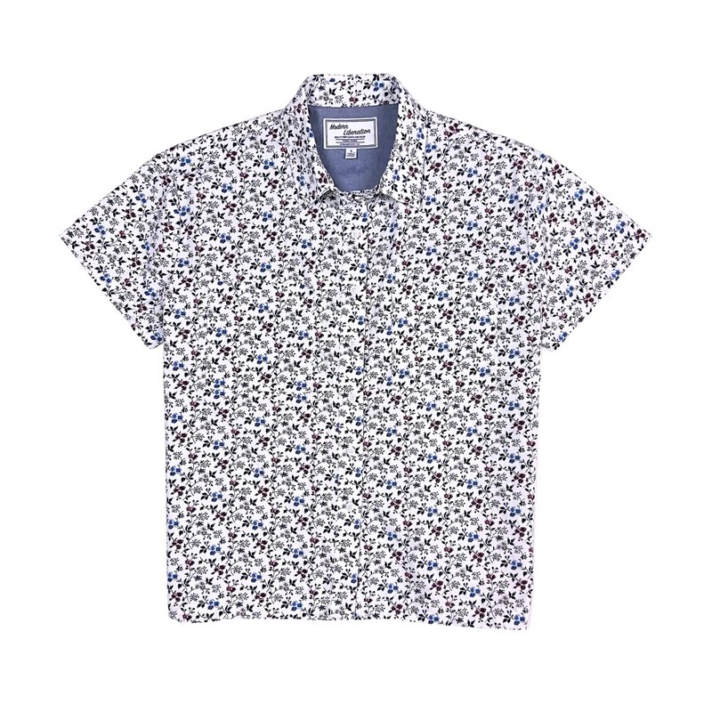 Women's Ditsy Print Shirt 女裝小碎花襯衫 - 白色 - 女襯衫 - 棉．麻 白色