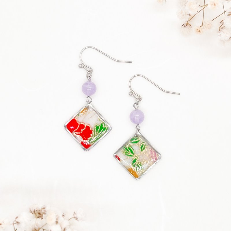 Chearrings | Japanese Washi Resin Earrings | Style S002 - Earrings & Clip-ons - Paper Red