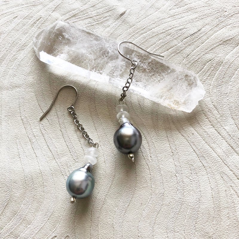 ピアス　ブラックパール〈Black Pearl〉★ネイチャーシリーズ - ピアス・イヤリング - 金属 シルバー
