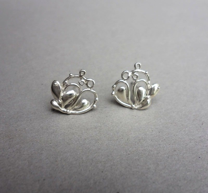 Xinyu Flower Silver Earrings-Ear Pins - Earrings & Clip-ons - Silver Silver