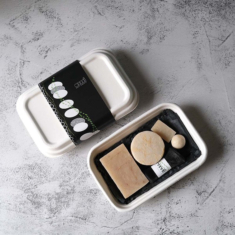 【禮物】石花菜永續手工皂洗髮餅禮盒(附紙袋) - 肥皂/手工皂 - 其他材質 卡其色