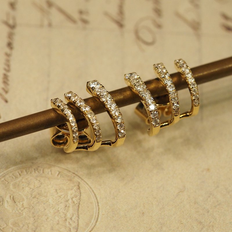 18K金鑽石捕手耳環 18K Gold The Diamond Catcher Earrings - 耳環/耳夾/耳骨夾 - 貴金屬 