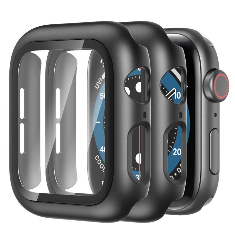 Apple Watch One-piece Front Tempered Glass Hard Case Scratch-resistant Protective Case-Two in - แกดเจ็ต - แก้ว 