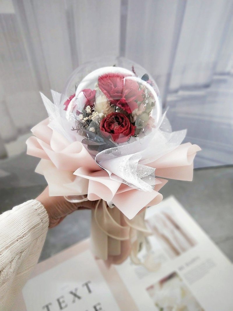 Ready-made graduation gifts - Bobo Ball Carnation Bouquet Graduation Teacher Gift - ช่อดอกไม้แห้ง - พืช/ดอกไม้ สีแดง