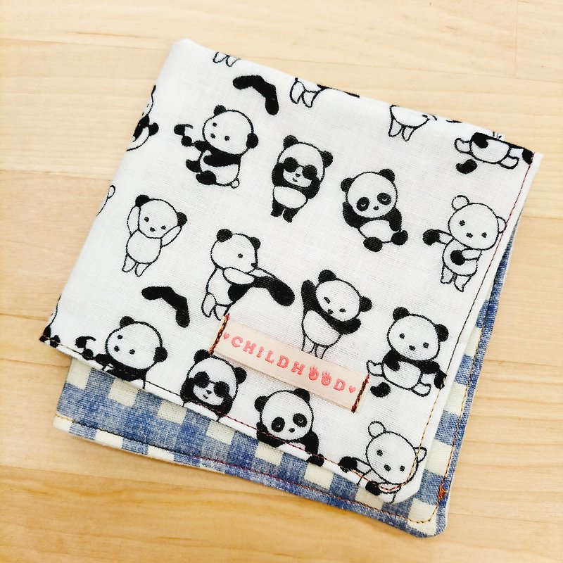 Little white panda bear handkerchief towel - ผ้าเช็ดหน้า - ผ้าฝ้าย/ผ้าลินิน 