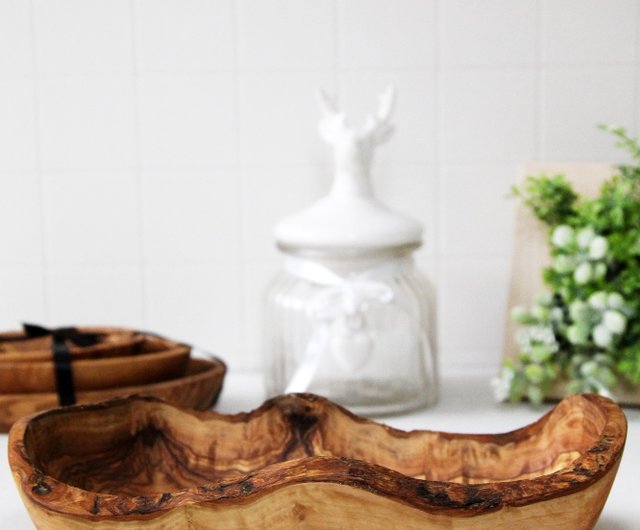 Large Olive Wood Fruit Bowl - Oval