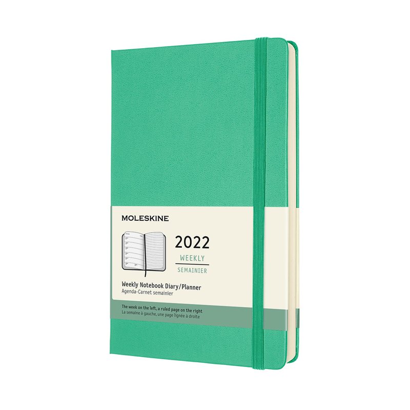 _出品禁止_MOLESKINE 2022年 クラシックハードシェル ミントグリーン ウィークリー 12ヶ月 L字型 ゴールドスタンプサービス - ノート・手帳 - 紙 グリーン