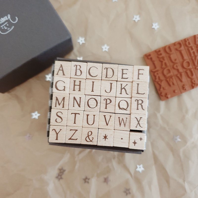 alphabet stamp set-capital letters - ตราปั๊ม/สแตมป์/หมึก - ไม้ สีกากี