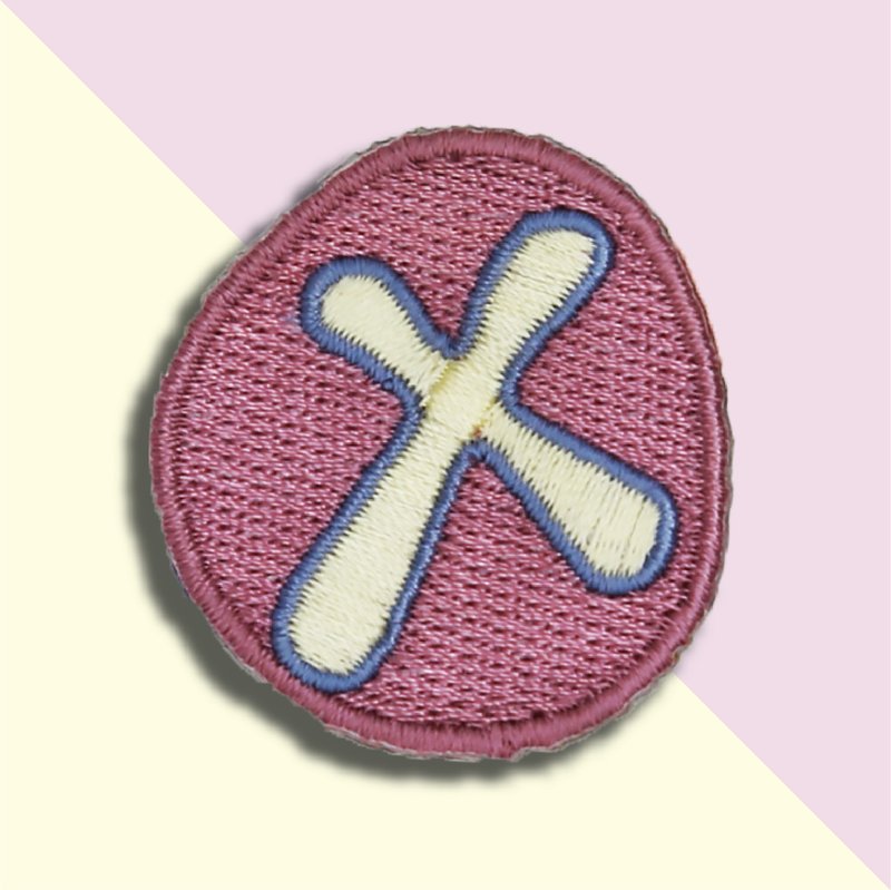 童趣刺繡貼-X - 徽章/別針 - 繡線 紫色