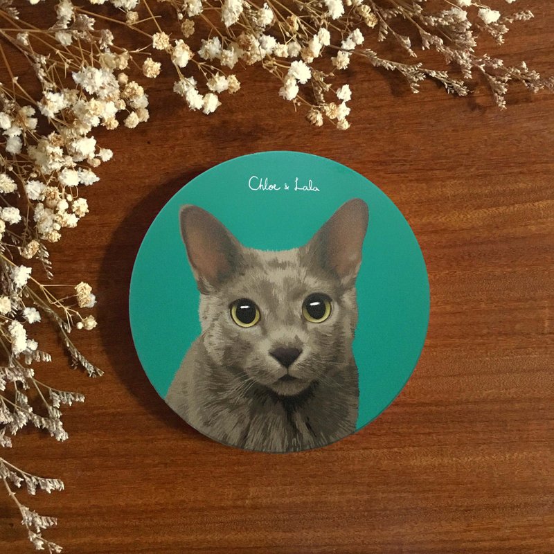 Wangmiao Ceramic Water Coaster - Blue Cat | Toro - ที่รองแก้ว - ดินเผา สีเขียว