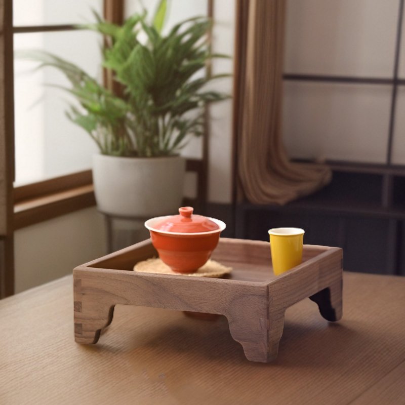 Taisho beautiful log tray tea tray handmade by craftsmen North American black walnut 937NT - Shelves & Baskets - Wood Brown