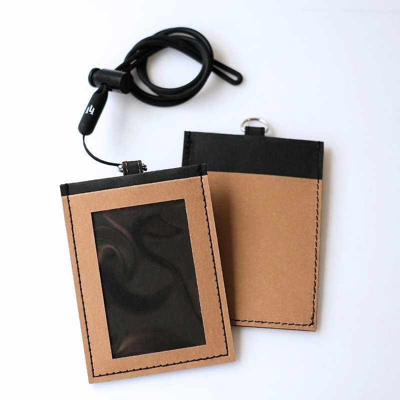LOGINHEART | Double-sided sensor ID card holder, chocolate Brown card does not interfere with craftsmanship and warranty - ที่ใส่บัตรคล้องคอ - กระดาษ 