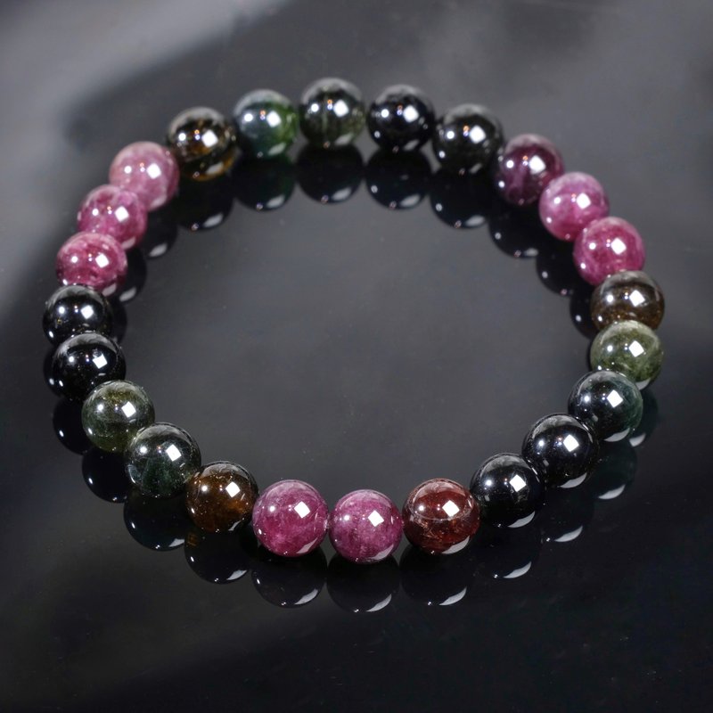 #533 One Picture One Thing/7.5mm Black Rose Tourmaline Crystal Bracelet Black Beauty Tourmaline Beauty and Health - สร้อยข้อมือ - คริสตัล หลากหลายสี