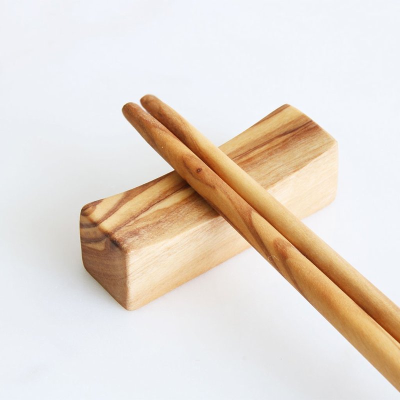 Square-Olive Wood Chopstick Holder-Single Entry - ตะเกียบ - ไม้ สีนำ้ตาล