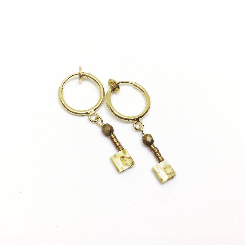 Multi-color small tower needle / clip-style earrings - Earrings & Clip-ons - Other Metals Multicolor