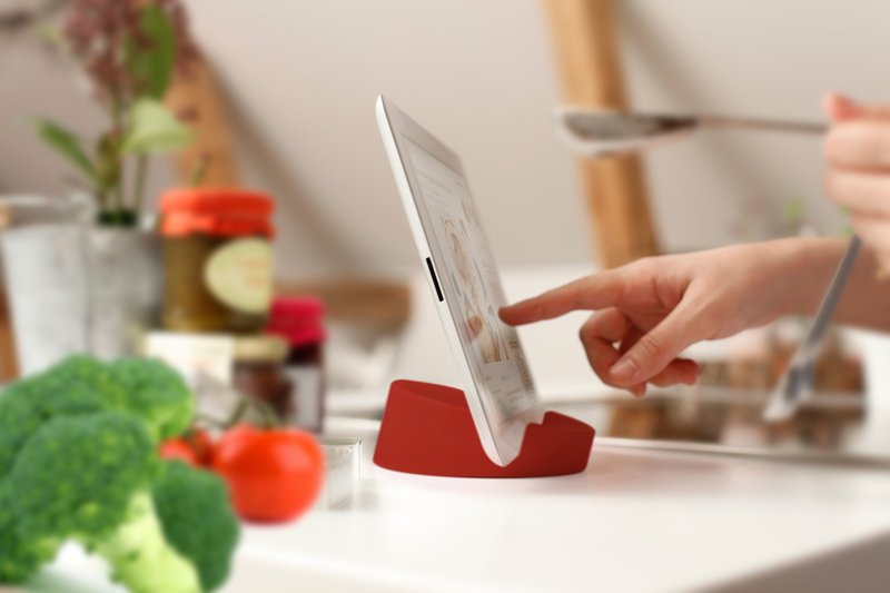 Kitchen Tablet Stand - ที่ตั้งมือถือ - ซิลิคอน สีแดง