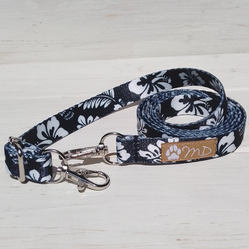 Hibiscus Black Phone Cross Body Adjustable Strap / Made in Japan - 手機掛繩/背帶 - 防水材質 黑色