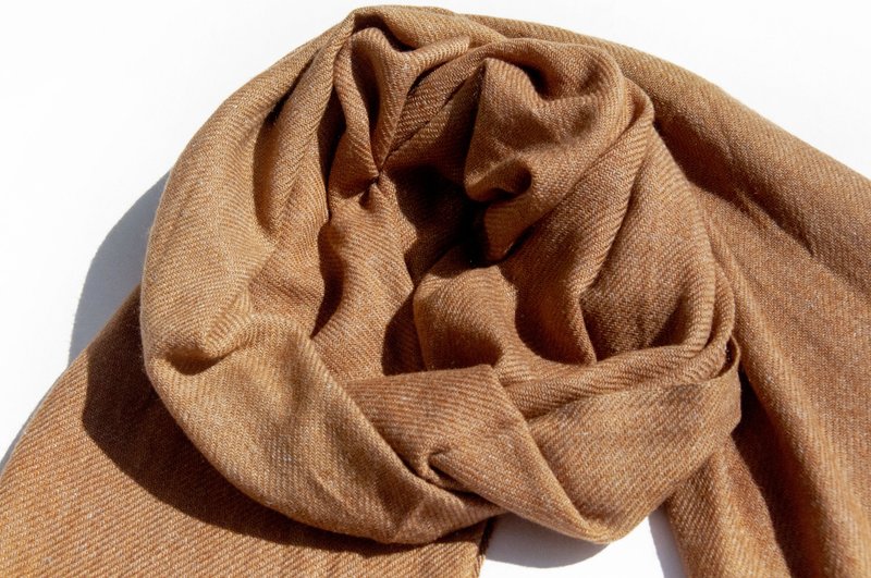 喀什米爾Cashmere/羊絨圍巾/純羊毛圍巾披巾/戒指絨披肩-焦糖拿鐵 - 圍巾/披肩 - 羊毛 多色