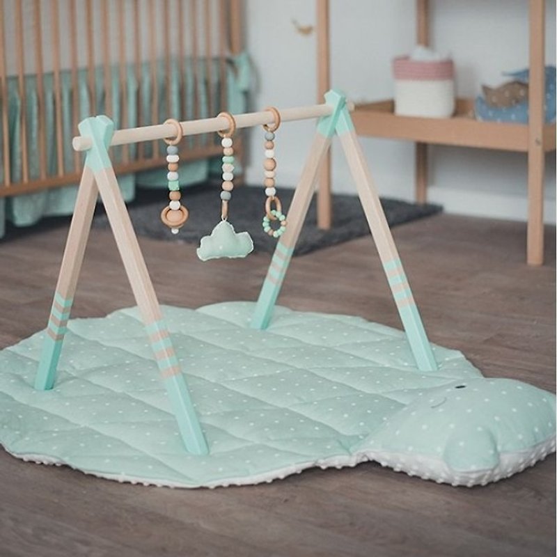 Wooden baby play gym and mobile accessories (light blue) - Kids' Toys - Wood 
