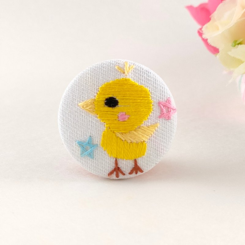 Embroidered chick hair tie - Hair Accessories - Cotton & Hemp Yellow