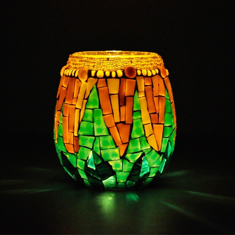 山菊/オリジナルガラスモザイク手作りコラージュキャンドルホルダー/家の装飾の装飾品の花のロマンチックなギフト - キャンドル・燭台 - ガラス 