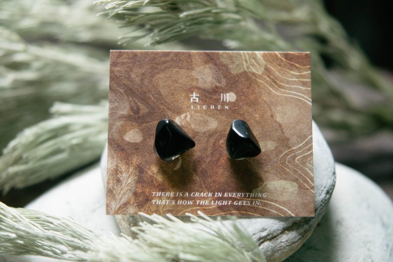 CRACK | 礦物系耳環 |  EARRINGS - 耳環/耳夾/耳骨夾 - 玉石 黑色