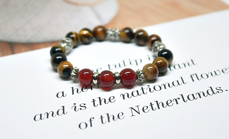 Natural stone X alloy bracelet _ soft medium strip => limited X1 # neutral - Bracelets - Gemstone Red
