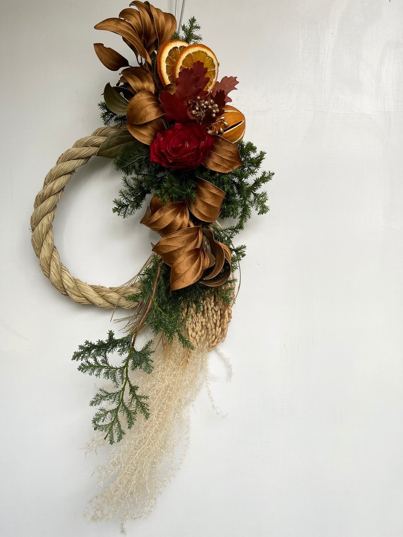 Long Japanese style wishing rope for good luck and good fortune - Dried Flowers & Bouquets - Plants & Flowers Red