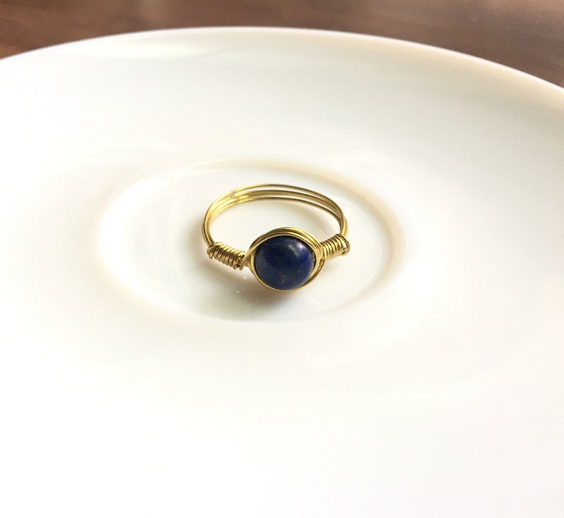 Ops Lapis wire wrapped ring - Couples' Rings - Gemstone Blue