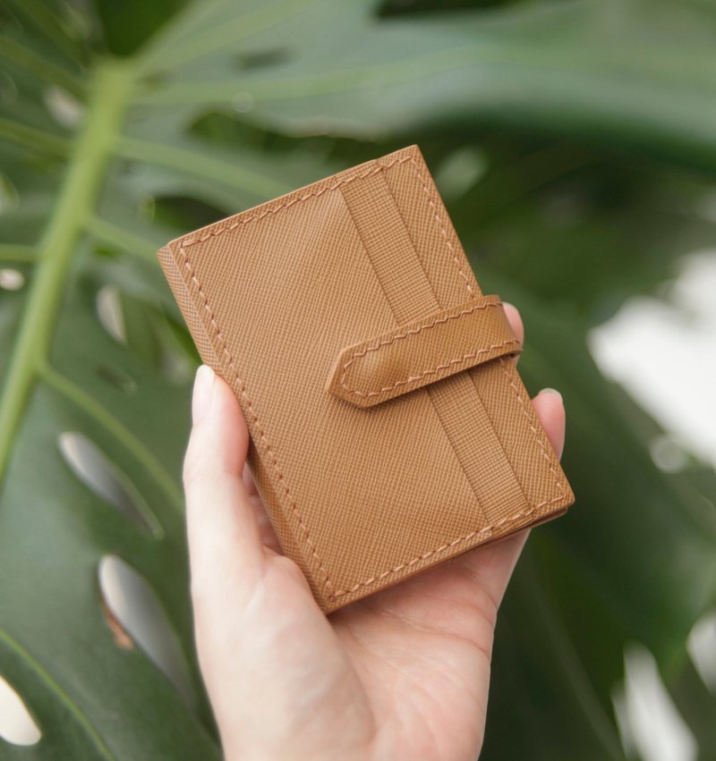 Leather DIY Material Kit / Finished Product: Cross-grain Leather Belt Buckle Bifold Card Holder, ID Case. Free Engraving. - Leather Goods - Genuine Leather 