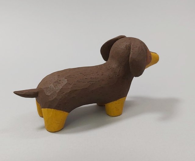 ダックスフント犬の木彫りアートワーク - ショップ easycarving