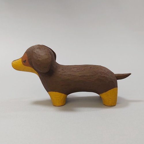 ダックスフント犬の木彫りアートワーク - ショップ easycarving 人形