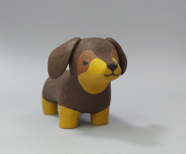 ダックスフント犬の木彫りアートワーク - ショップ easycarving