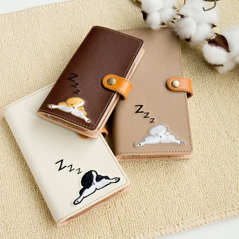 Compatible with all models Smartphone case Notebook type [Embroidered Shibajiri] Shiba Inu Dog Day iPhone Android Leather A115I - เคส/ซองมือถือ - หนังแท้ สีนำ้ตาล