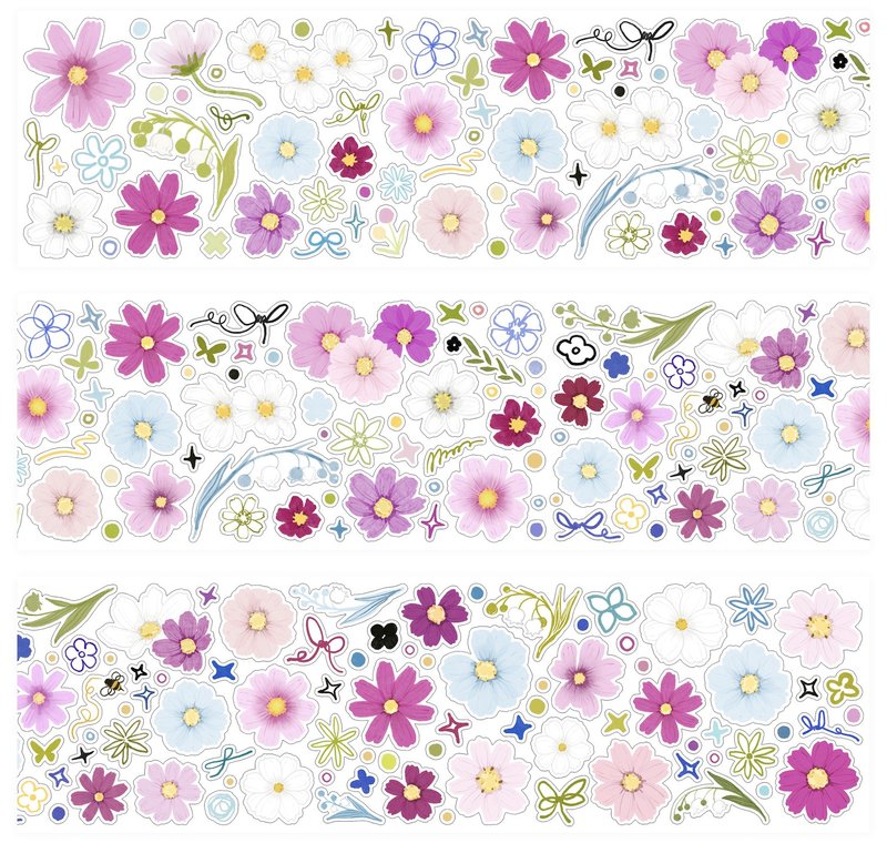 スウィートドリーム ゲサン合成紙 透明フラッシュサンド ダイカットステッカーロール 5mロール - ステッカー・シール - その他の素材 多色