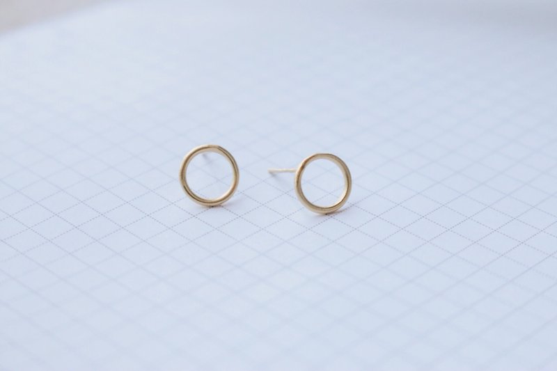 Brass earrings 0961-Draw a circle for - ต่างหู - เครื่องเพชรพลอย สีทอง