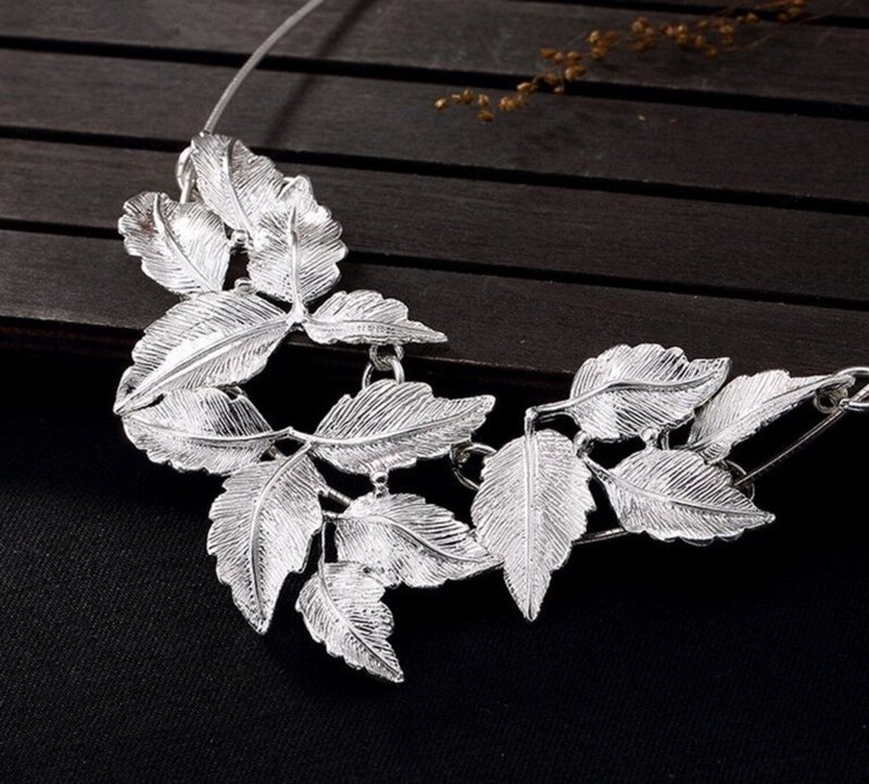 Real 999 Fine Silver Ethnic Women Handmade Brushed Leaves Pendants without Chain - 長項鍊 - 純銀 銀色