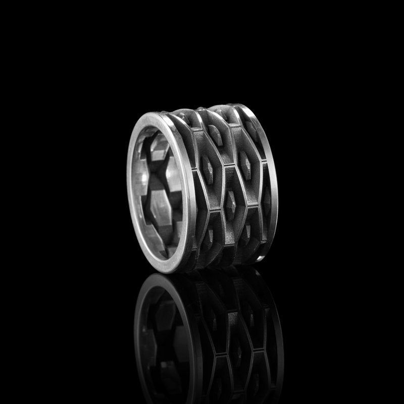 AncyraHandmade 925k Oxidized Sterling Silver Statement Ring - แหวนทั่วไป - เงินแท้ 