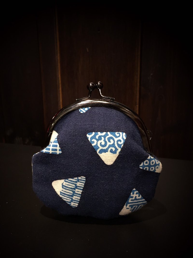 富士山/零錢包/口金包/御飯糰富士山小口金包 - 零錢包/小錢包 - 其他材質 藍色