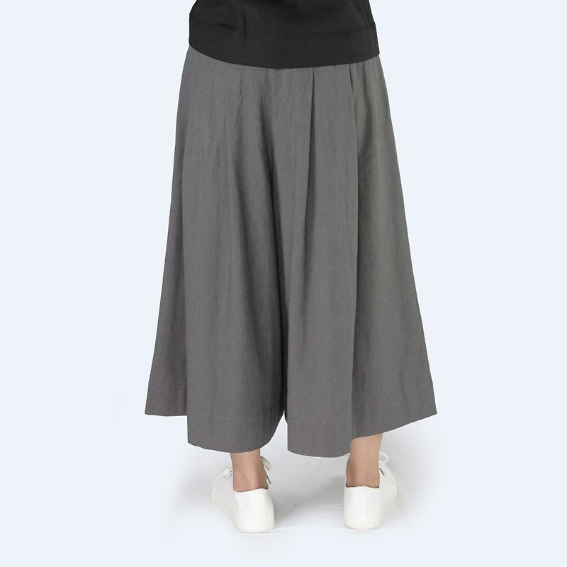 culottes  - for woman - กางเกงขายาว - ผ้าฝ้าย/ผ้าลินิน สีเทา
